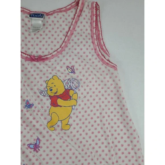 Vintage Winnie the Pooh Sleeveless Night Gown Sleepwear Pooh Piglet Size M Top‎ - Picture 5 of 15